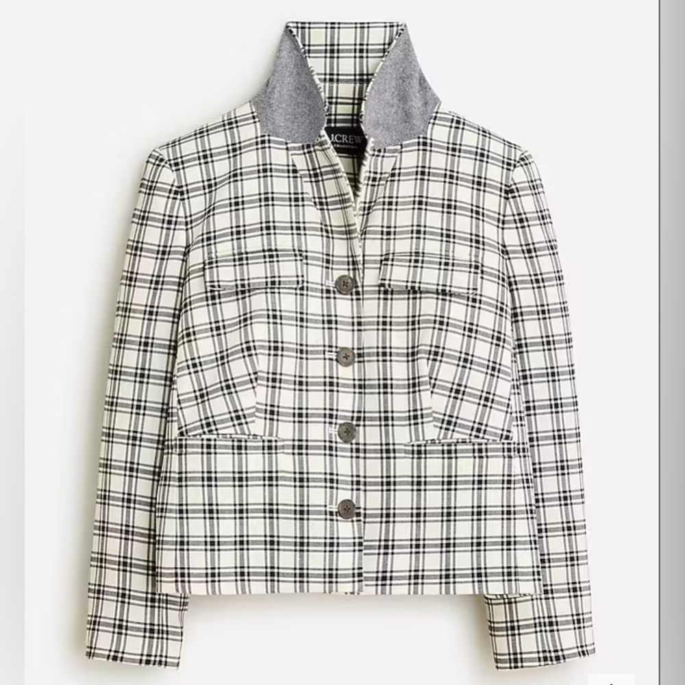 Plaid Women's Jacket - Black and White - Picture 3 of 13